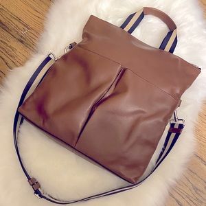 Coach foldover cognac leather tote